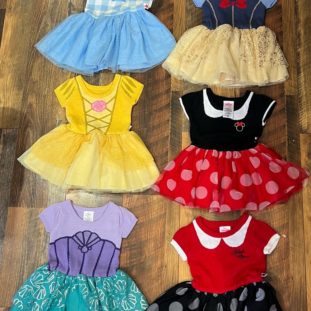Disney Kids Casual Dress Set - Blue, Yellow, Red, Purple-18 months
